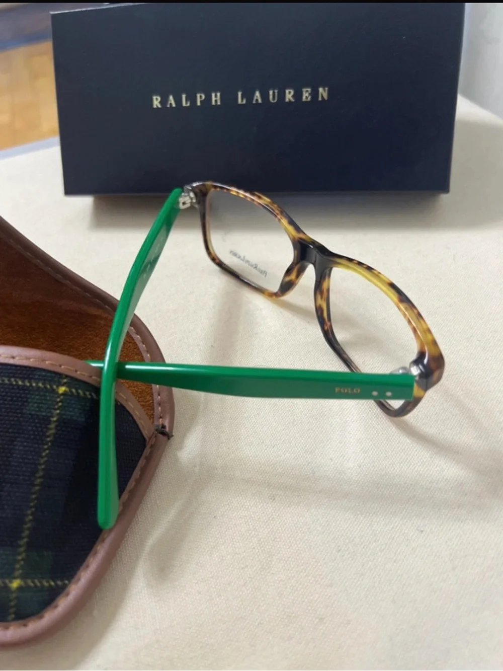 Polo by Ralph Lauren Tortoiseshell Frames with Green Temples